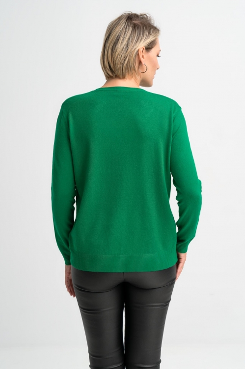 Πλεκτό πουλόβερ με βε λαιμόκοψη (plus size)-015B