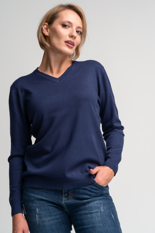 Πλεκτό πουλόβερ με βε λαιμόκοψη (plus size)-015B
