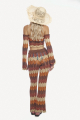 Πλεκτό σετ με crop top και boho παντελόνα-4154