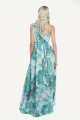 Μάξι φόρεμα με έναν ώμο, floral print και ζώνη-4332