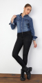 Denim πουκάμισο κλασικό μπλε με τσέπες και western κουμπιά-T815