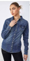 Denim πουκάμισο κλασικό μπλε με τσέπες και western κουμπιά-T815