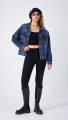 Oversized denim jacket μπλε με τσέπες-T832