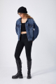 Oversized denim jacket μπλε με τσέπες-T832