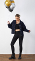 Oversized denim jacket σκούρο μπλε με τσέπες-T833