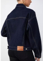 Oversized denim jacket σκούρο μπλε με τσέπες-T833