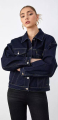 Oversized denim jacket σκούρο μπλε με τσέπες-T833