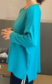 Άνετο Πουλόβερ Oversized με Μήκος Tunic & Πλαϊνά Σκισίματα Τιρκουάζ-597-3