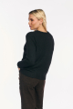 Πουλόβερ Crew Neck με Οversized Παγιέτες στους Ώμους Μαύρο-QF9596G