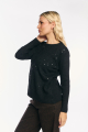 Πουλόβερ Crew Neck με Οversized Παγιέτες στους Ώμους Μαύρο-QF9596G