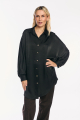 Μαύρη Σατέν Πουκαμίσα Oversized με Μακριά Γραμμή και Χρυσά Κουμπιά-PF01