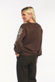 Πλεκτό Πουλόβερ Crew Neck με Διακοσμητική Παγιέτα/Κέντημα στα Μανίκι Καφέ-AC19562B