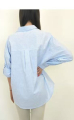Γαλάζιο Ριγέ Πουκάμισο σε Oversized Γραμμή με Διπλές Τσέπες και Κλασικό Γιακά-CR2271