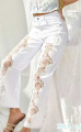 Γυναικείο Ψηλόμεσο Λευκό Τζιν Παντελόνι Wide-Leg με Εντυπωσιακά Ανοίγματα και Δαντέλα-T924