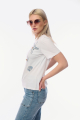 Γυναικείο Λευκό T-shirt με Σχέδια Αστερίες και Κοχύλια Διακοσμημένα με Λαμπερά Στρας-687