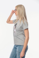 Γυναικείο Λευκό T-shirt με Σχέδιο Μαύρα Τριαντάφυλλα και Διακοσμητικό Ασημί Glitter-4469