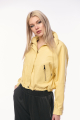 Γυναικείο Κίτρινο Bomber Jacket από Οικολογικό Δέρμα με Φερμουάρ, Τσέπες και Λάστιχο στη Μέση-S-5691