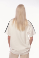 Γυναικείο Εκρού Oversized T-shirt με Κεντημένο Μονόγραμμα 