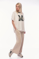 Γυναικείο Εκρού Oversized T-shirt με Κεντημένο Μονόγραμμα 
