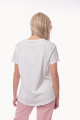 Γυναικείο Λευκό T-shirt με Γαλάζιο Τύπωμα Φύλλων, Στρας και Μήνυμα 