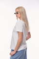 Γυναικείο Λευκό T-shirt με Γαλάζιο Τύπωμα Φύλλων, Στρας και Μήνυμα 