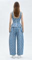 Γυναικείο Denim Σετ με Peplum Top-Κορσέ και Φαρδιά Παντελόνα με Πουά Μοτίβο-My26033