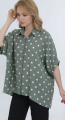 Γυναικείο Oversized Πουκάμισο Λευκό με Μαύρο Πουά Μοτίβο-JC-9022