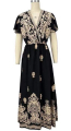 Midi Φόρεμα Κρουαζέ με Ethnic Σχέδιο & Flare Μανίκι-2798