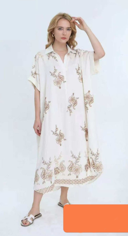 Γυναικείο Midi Καφτάνι με Χρυσά Κεντήματα Paisley-JC-8955