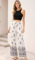 Γυναικεία Ψηλόμεση Boho Παντελόνα Wide-Leg με Ethnic Μοτίβο και Κορδόνι-YN-558