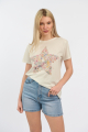 Γυναικείο Βαμβακερό T-Shirt με Φλοράλ Αστέρι και Λαμπερά Στρας-4494